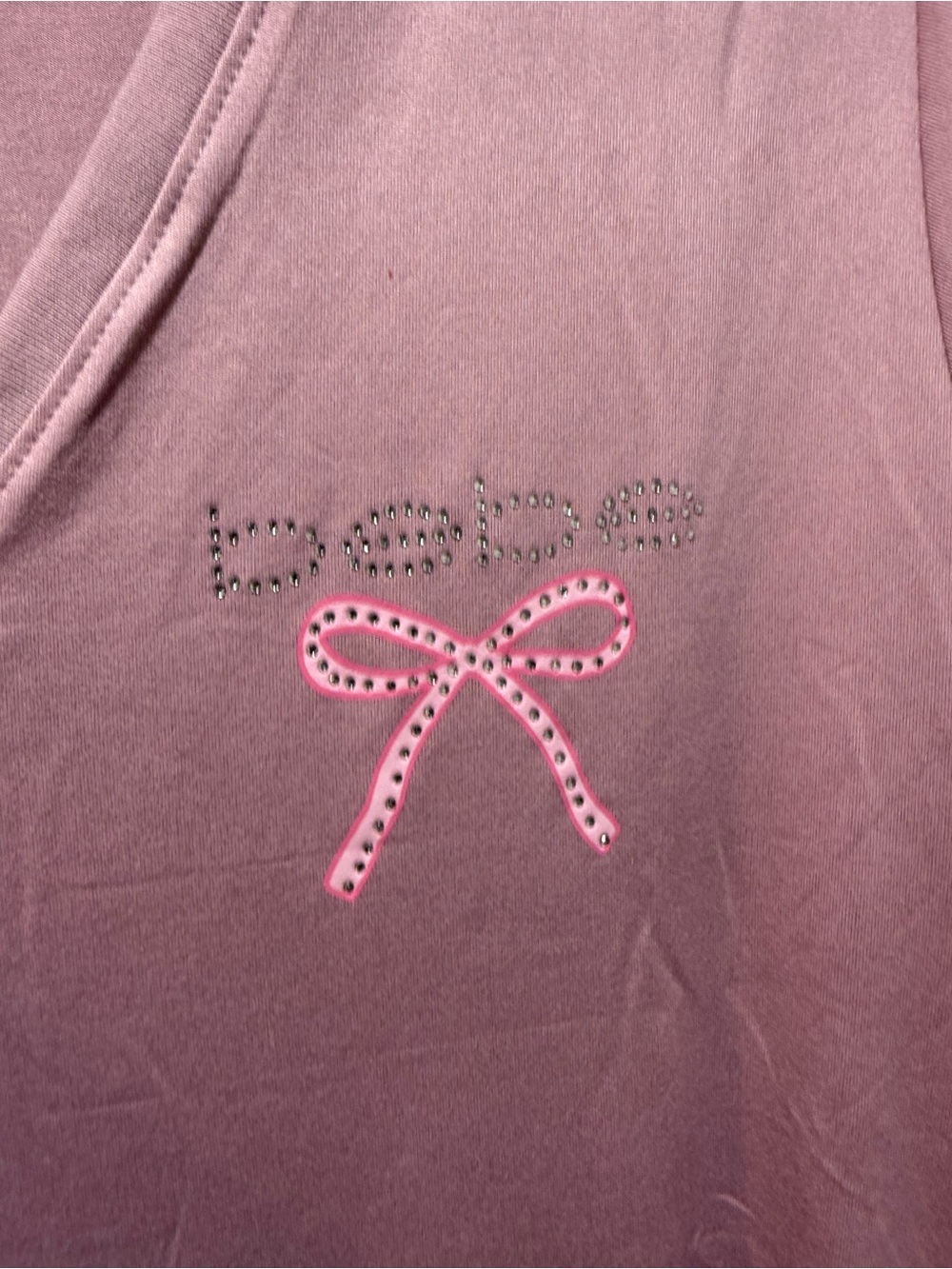 bebe Dusty Pink V-Neck Side-Tie Tee - Picture 3 of 6